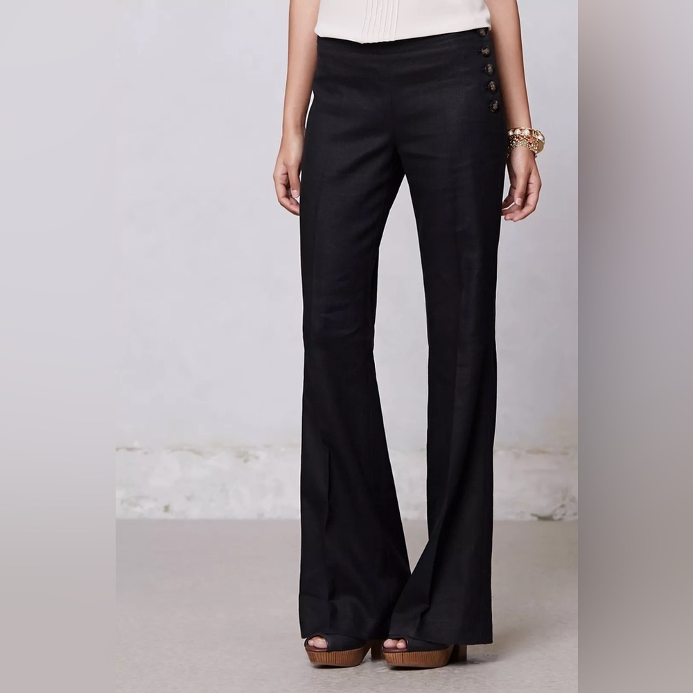Anthropologie Elevenses Edisto Linen Wide-Leg pants  sz 2
Elevenses